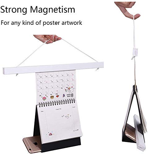 Artmag 2 Pack Magnetic Poster Hanger Frame, 40X27 40X30 40X60 Light Wood Wooden Magnet Canvas Artwork Print Dowel Poster Hangers